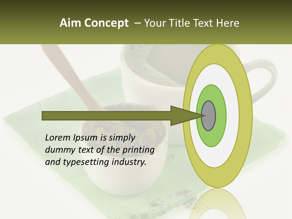 A Cup Of Green Tea Next To A Spoon PowerPoint Template