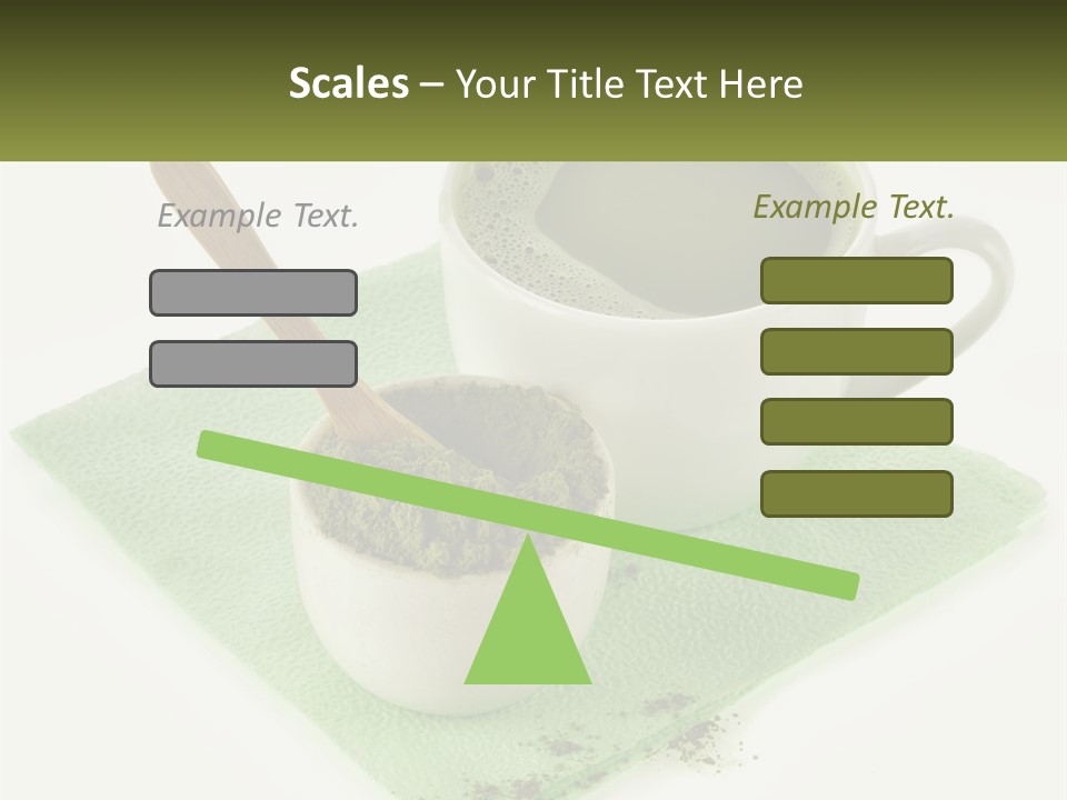 A Cup Of Green Tea Next To A Spoon PowerPoint Template