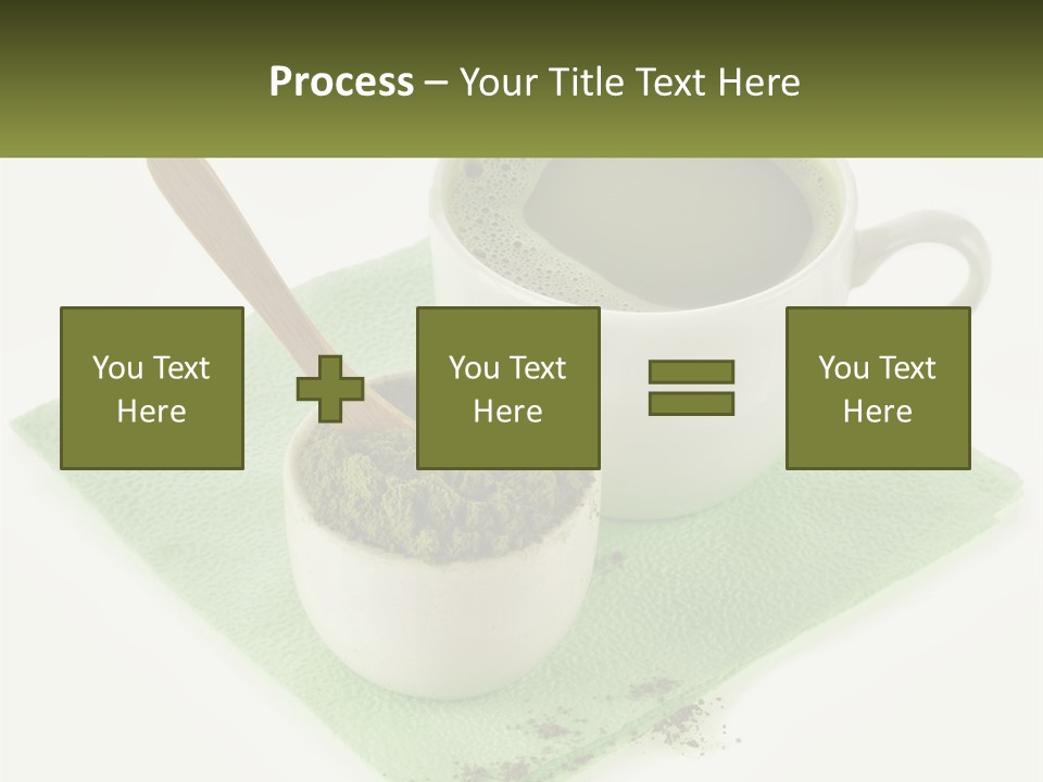 A Cup Of Green Tea Next To A Spoon PowerPoint Template