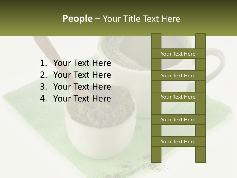 A Cup Of Green Tea Next To A Spoon PowerPoint Template