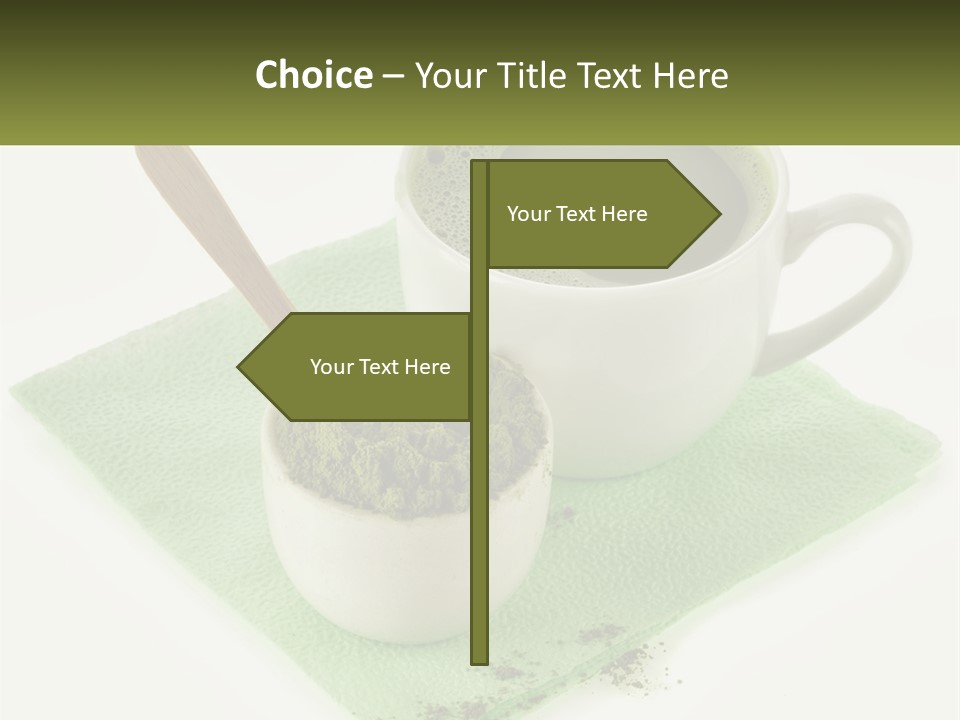 A Cup Of Green Tea Next To A Spoon PowerPoint Template