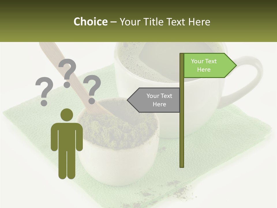 A Cup Of Green Tea Next To A Spoon PowerPoint Template
