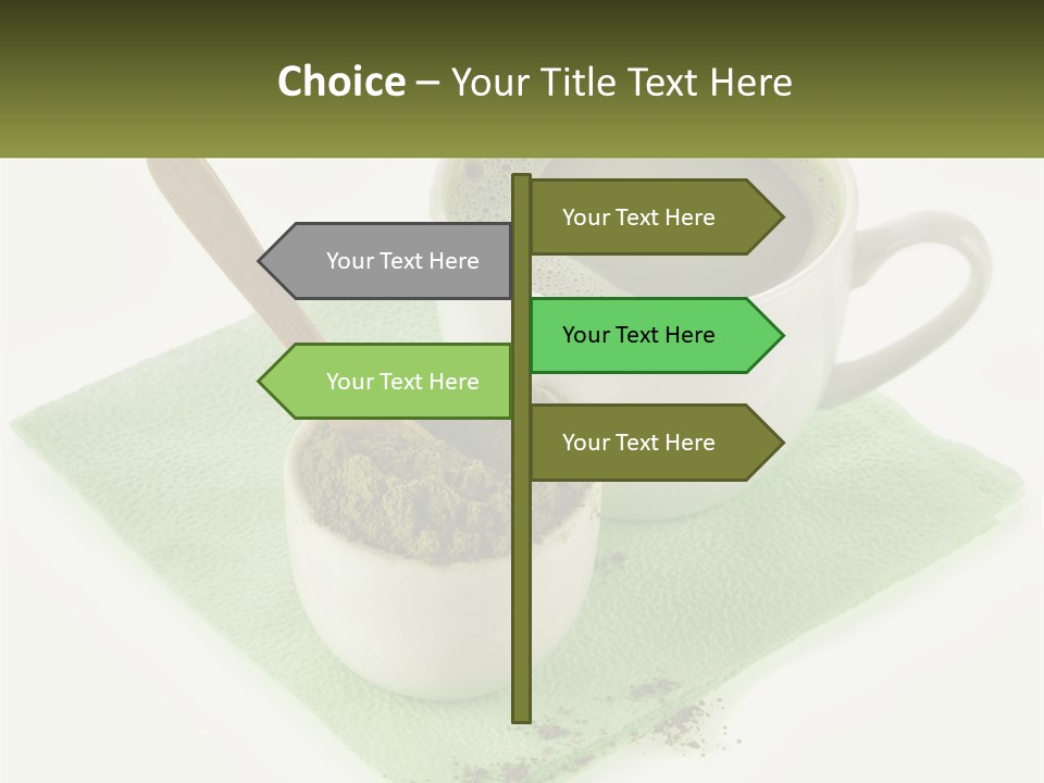 A Cup Of Green Tea Next To A Spoon PowerPoint Template