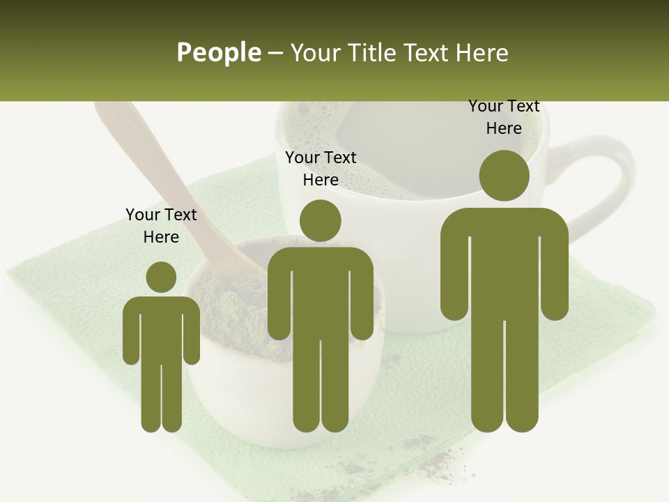 A Cup Of Green Tea Next To A Spoon PowerPoint Template
