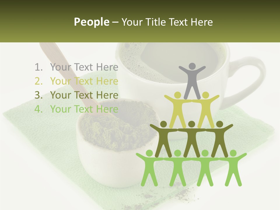 A Cup Of Green Tea Next To A Spoon PowerPoint Template