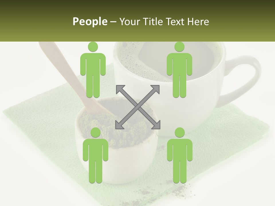 A Cup Of Green Tea Next To A Spoon PowerPoint Template