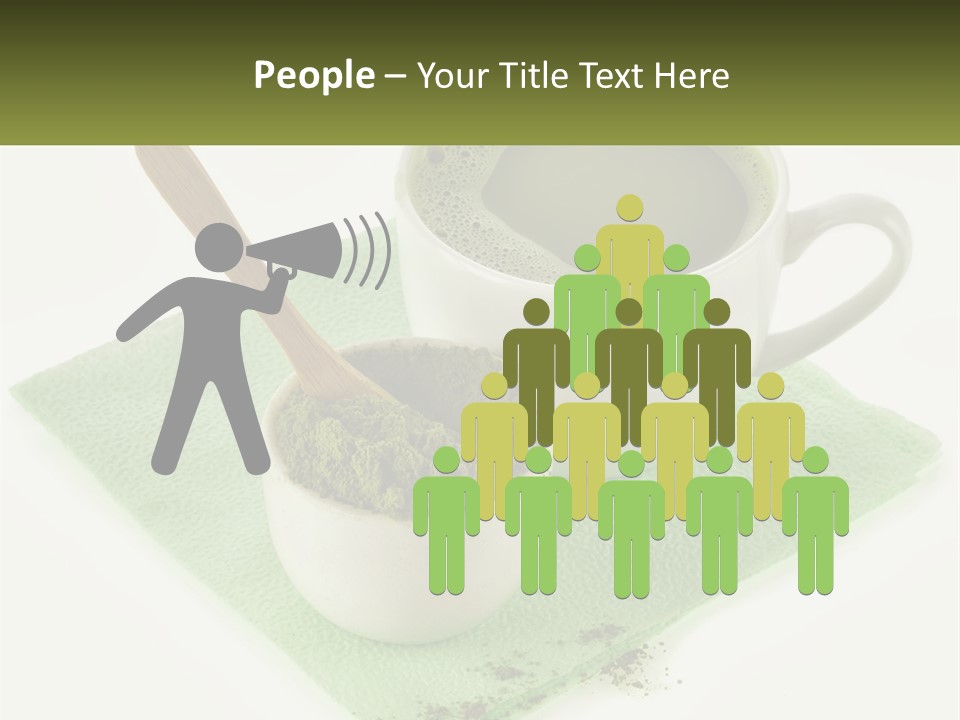 A Cup Of Green Tea Next To A Spoon PowerPoint Template