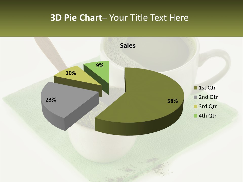 A Cup Of Green Tea Next To A Spoon PowerPoint Template
