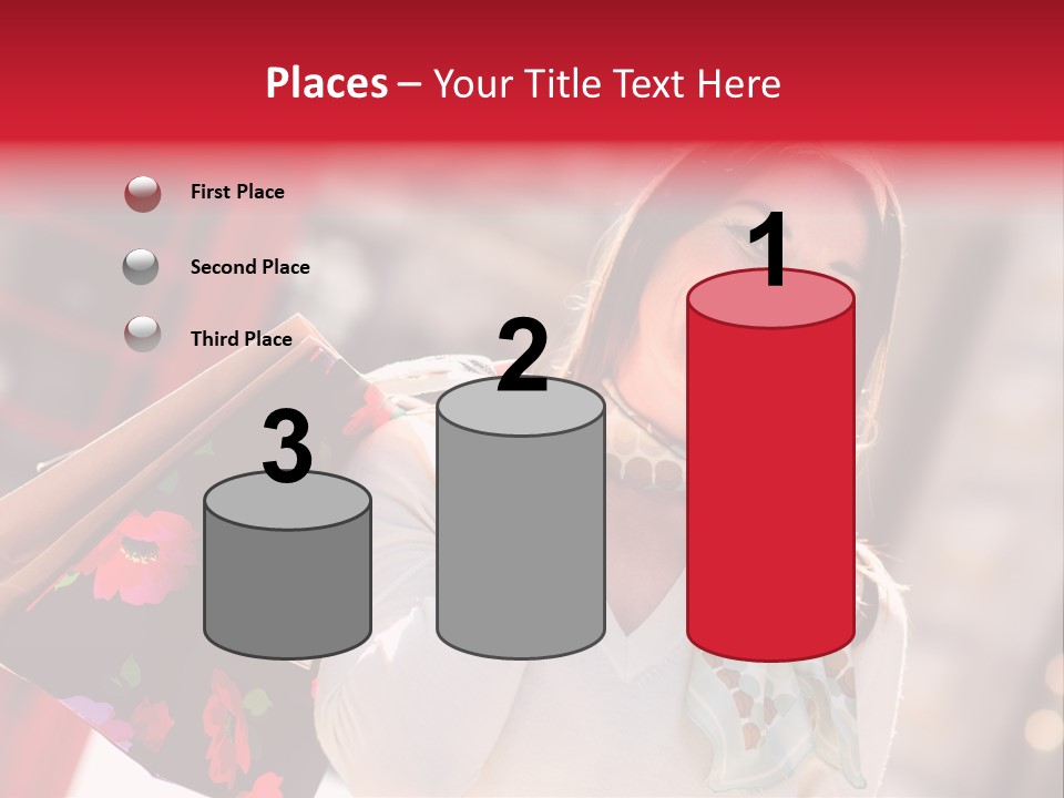 A Woman Carrying Shopping Bags And A Red Telephone Booth PowerPoint Template