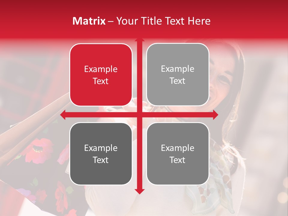 A Woman Carrying Shopping Bags And A Red Telephone Booth PowerPoint Template