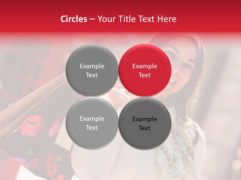 A Woman Carrying Shopping Bags And A Red Telephone Booth PowerPoint Template