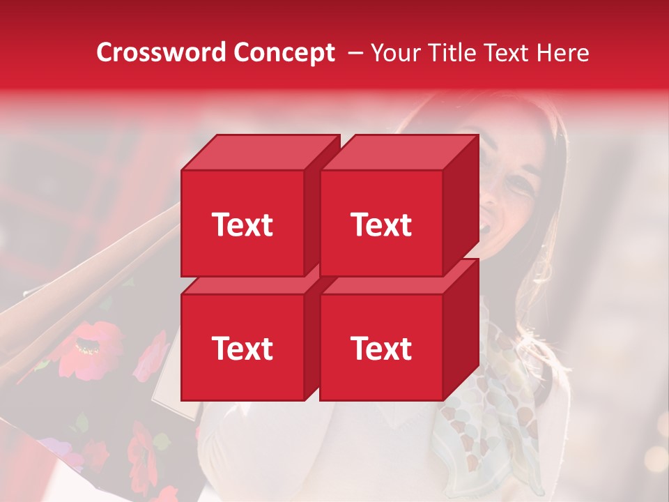 A Woman Carrying Shopping Bags And A Red Telephone Booth PowerPoint Template