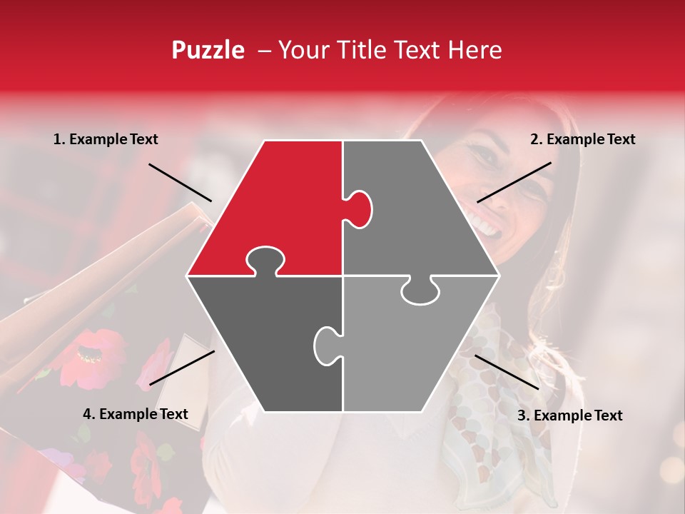 A Woman Carrying Shopping Bags And A Red Telephone Booth PowerPoint Template