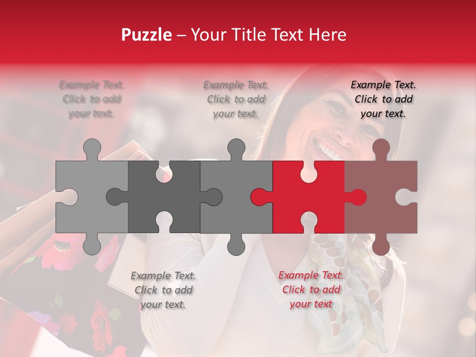 A Woman Carrying Shopping Bags And A Red Telephone Booth PowerPoint Template