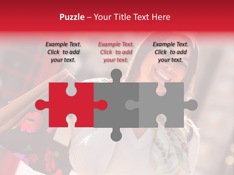 A Woman Carrying Shopping Bags And A Red Telephone Booth PowerPoint Template