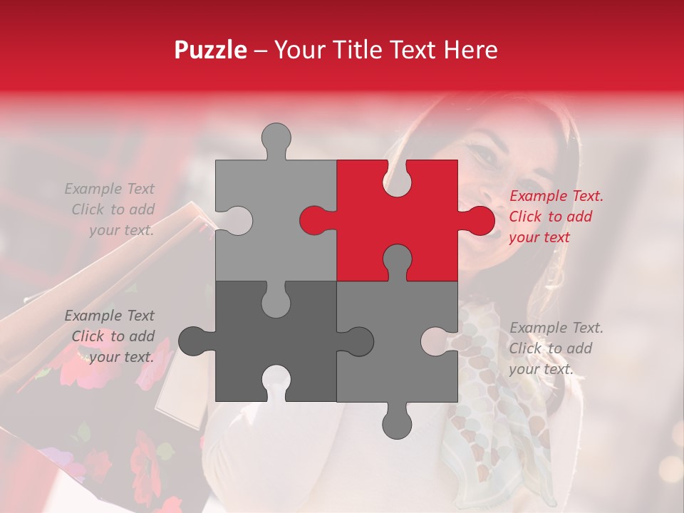 A Woman Carrying Shopping Bags And A Red Telephone Booth PowerPoint Template