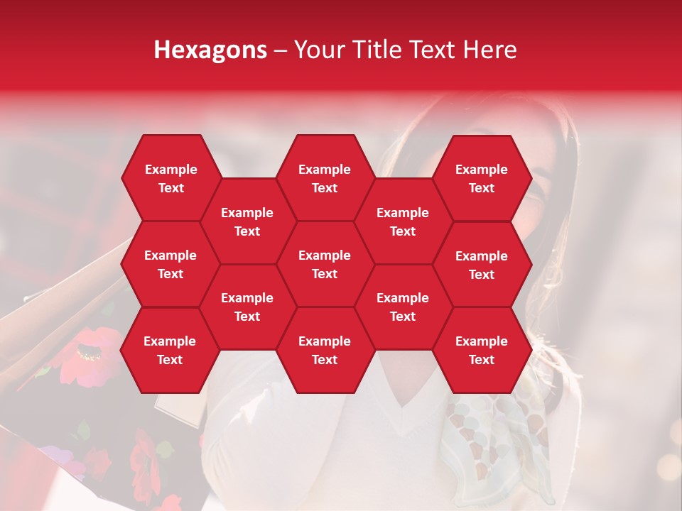 A Woman Carrying Shopping Bags And A Red Telephone Booth PowerPoint Template