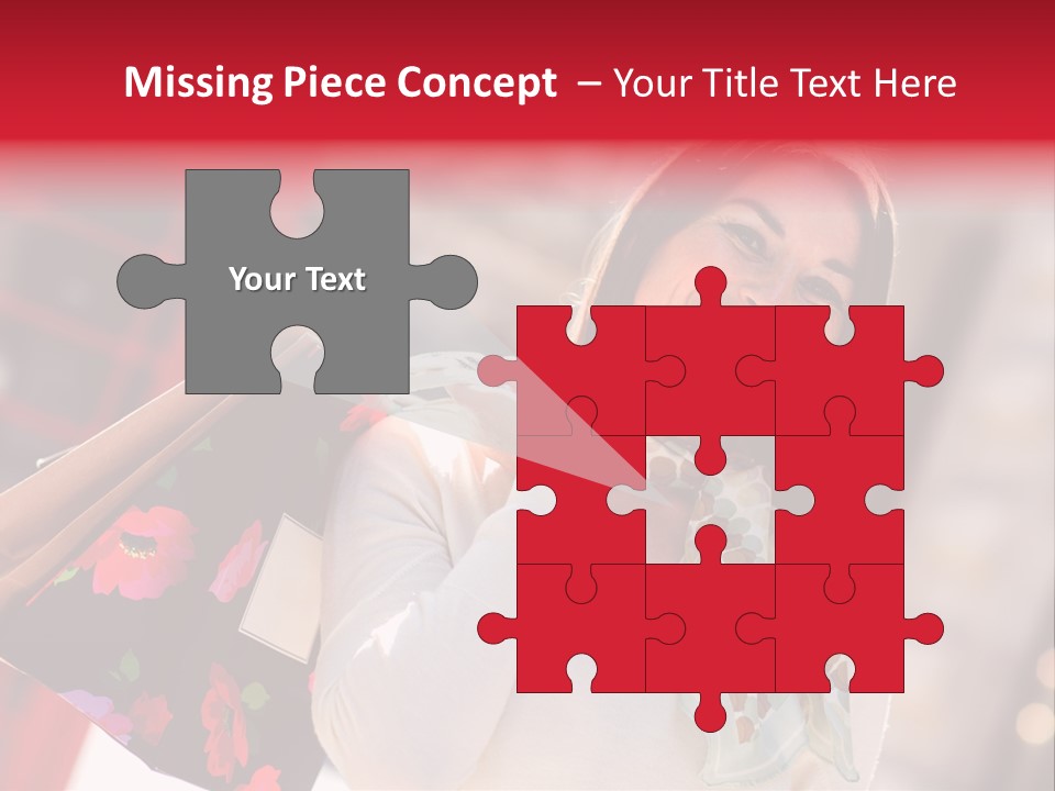 A Woman Carrying Shopping Bags And A Red Telephone Booth PowerPoint Template