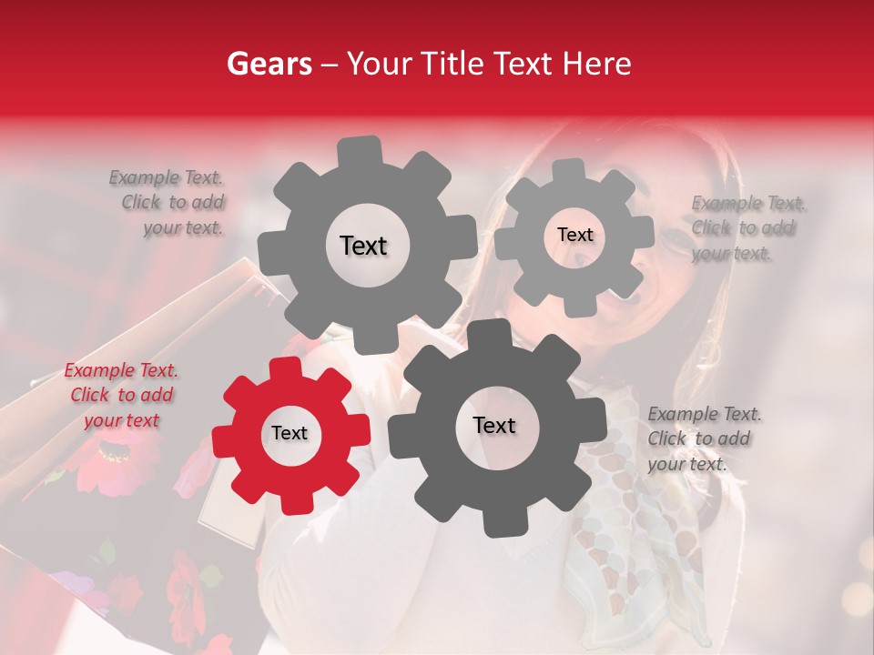 A Woman Carrying Shopping Bags And A Red Telephone Booth PowerPoint Template