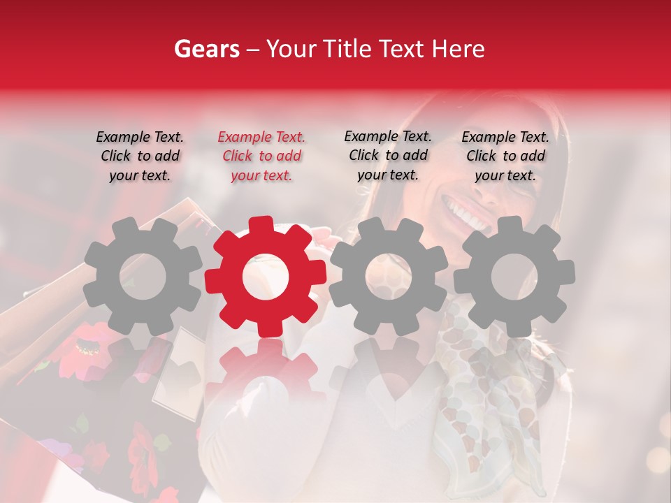 A Woman Carrying Shopping Bags And A Red Telephone Booth PowerPoint Template