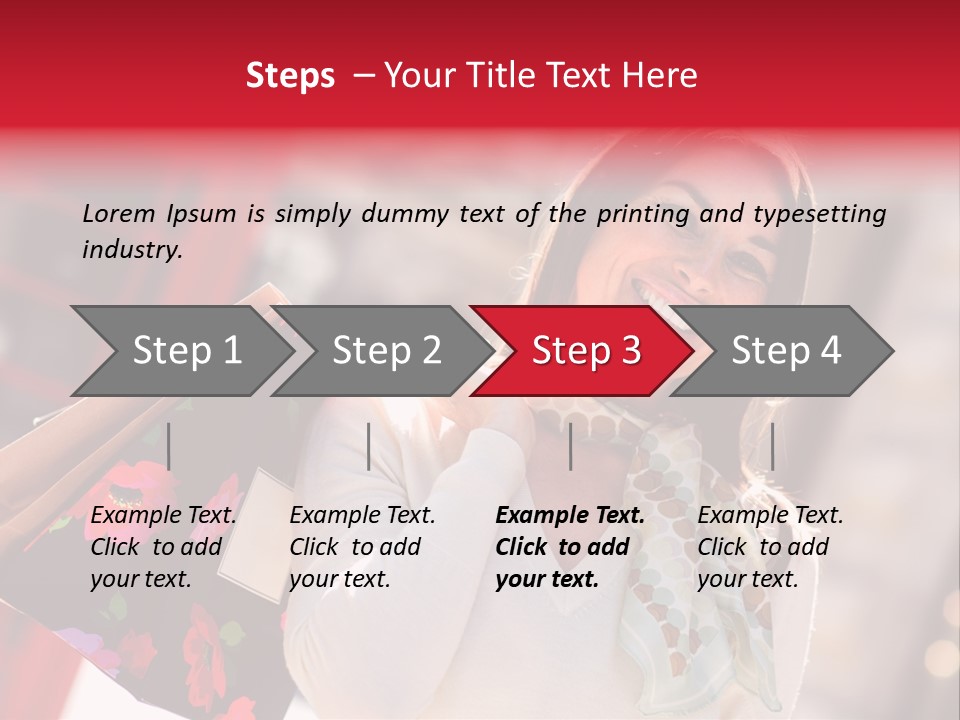 A Woman Carrying Shopping Bags And A Red Telephone Booth PowerPoint Template