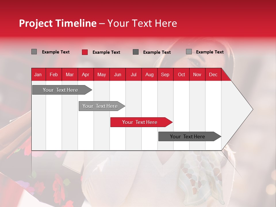 A Woman Carrying Shopping Bags And A Red Telephone Booth PowerPoint Template