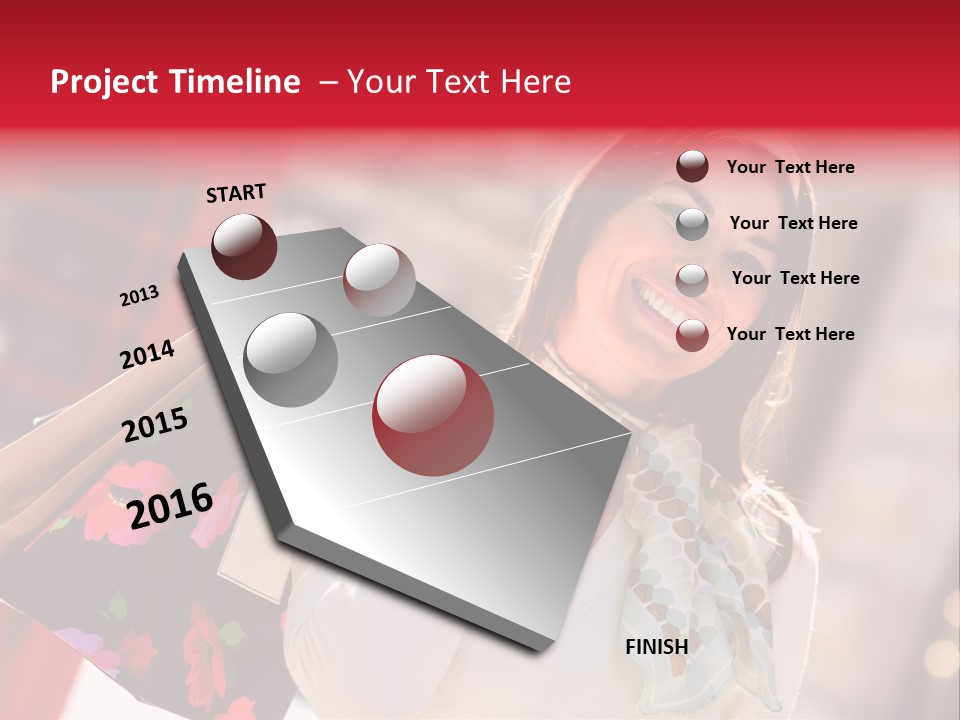 A Woman Carrying Shopping Bags And A Red Telephone Booth PowerPoint Template