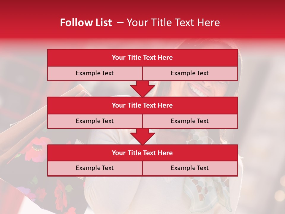 A Woman Carrying Shopping Bags And A Red Telephone Booth PowerPoint Template