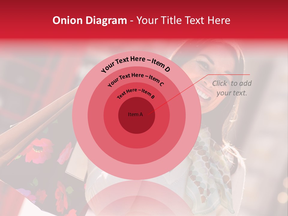 A Woman Carrying Shopping Bags And A Red Telephone Booth PowerPoint Template