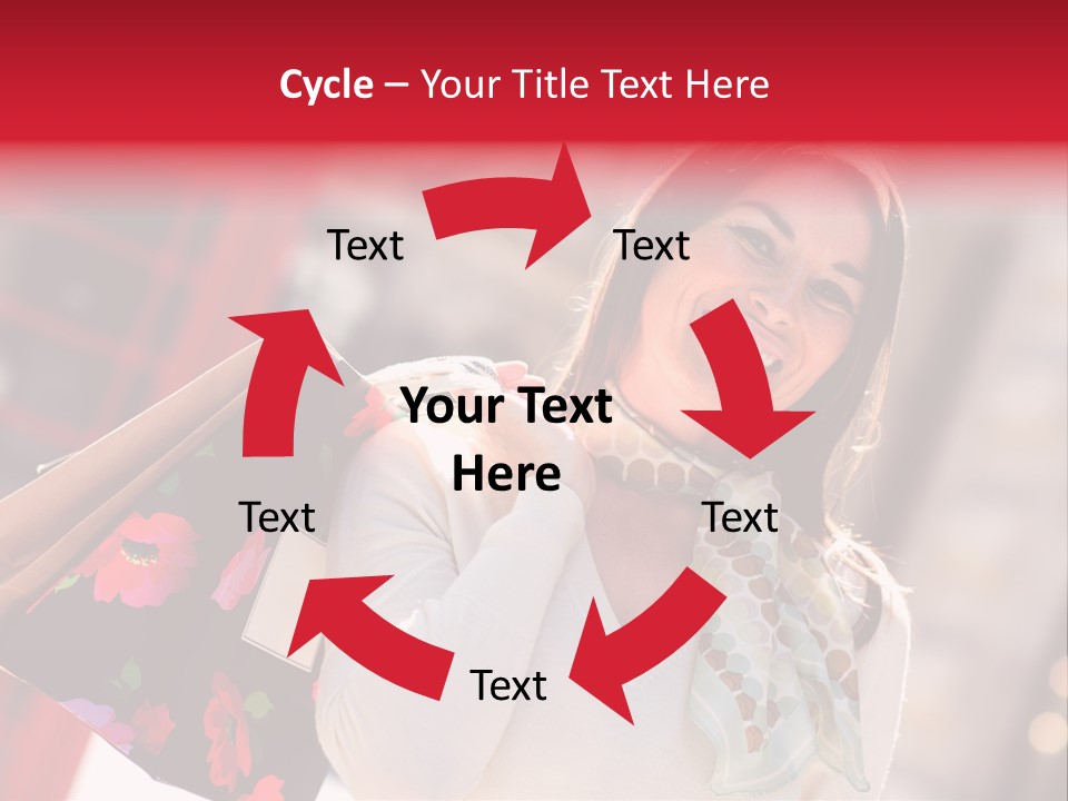 A Woman Carrying Shopping Bags And A Red Telephone Booth PowerPoint Template