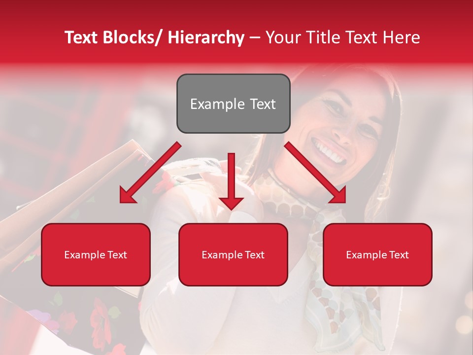 A Woman Carrying Shopping Bags And A Red Telephone Booth PowerPoint Template