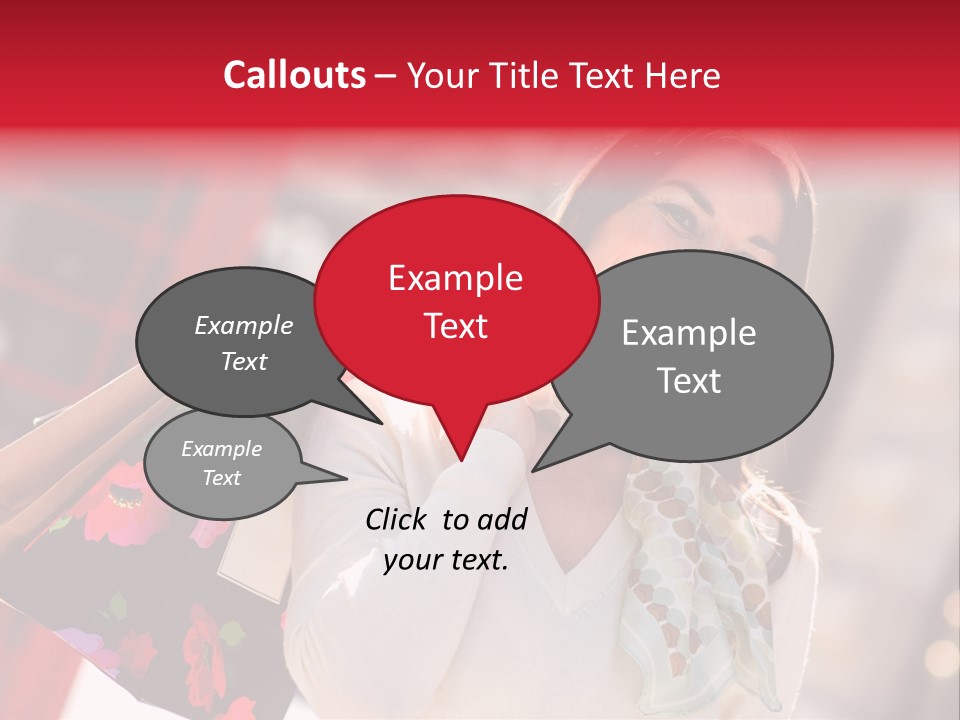 A Woman Carrying Shopping Bags And A Red Telephone Booth PowerPoint Template