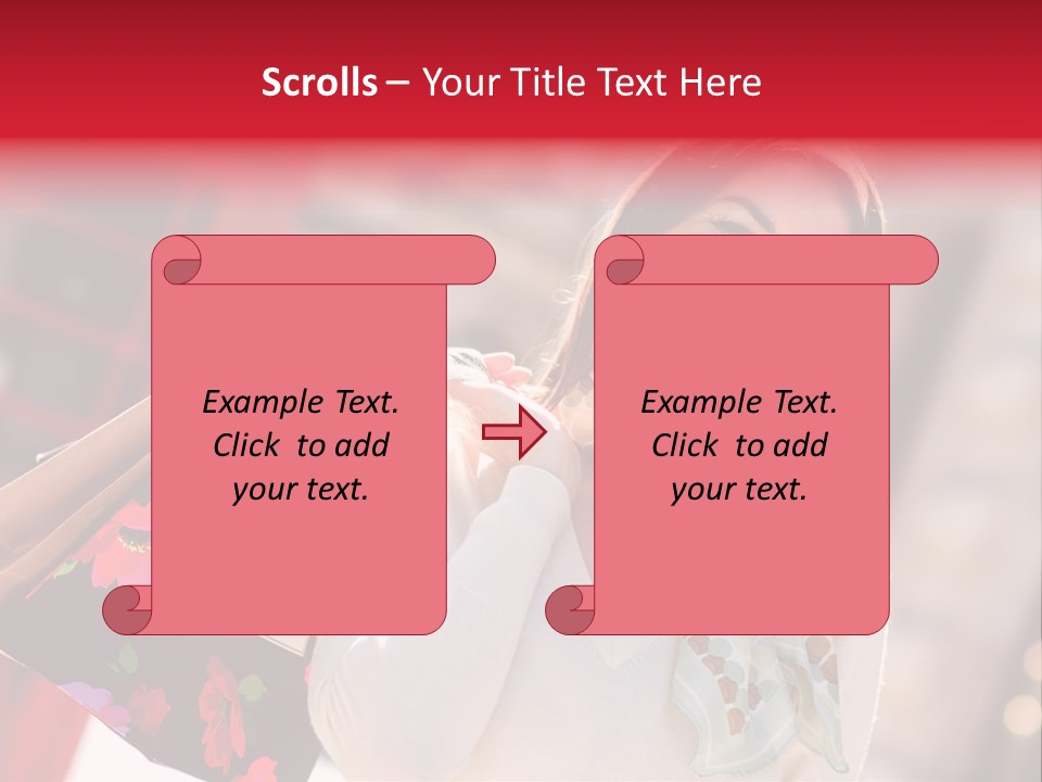 A Woman Carrying Shopping Bags And A Red Telephone Booth PowerPoint Template