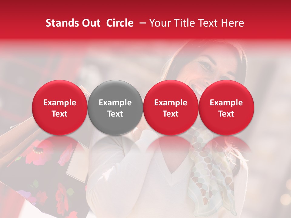 A Woman Carrying Shopping Bags And A Red Telephone Booth PowerPoint Template