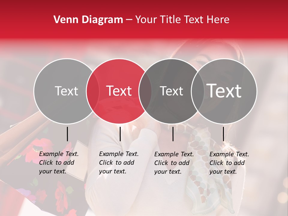 A Woman Carrying Shopping Bags And A Red Telephone Booth PowerPoint Template