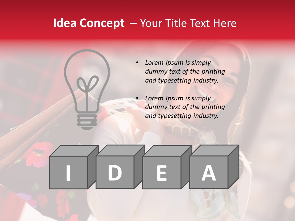 A Woman Carrying Shopping Bags And A Red Telephone Booth PowerPoint Template