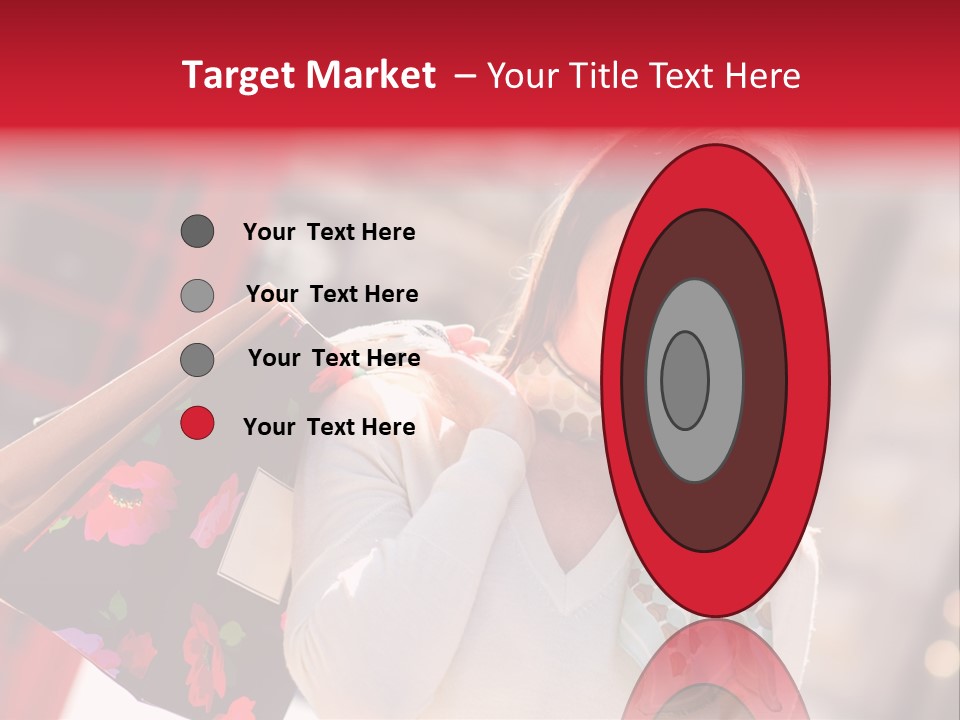 A Woman Carrying Shopping Bags And A Red Telephone Booth PowerPoint Template