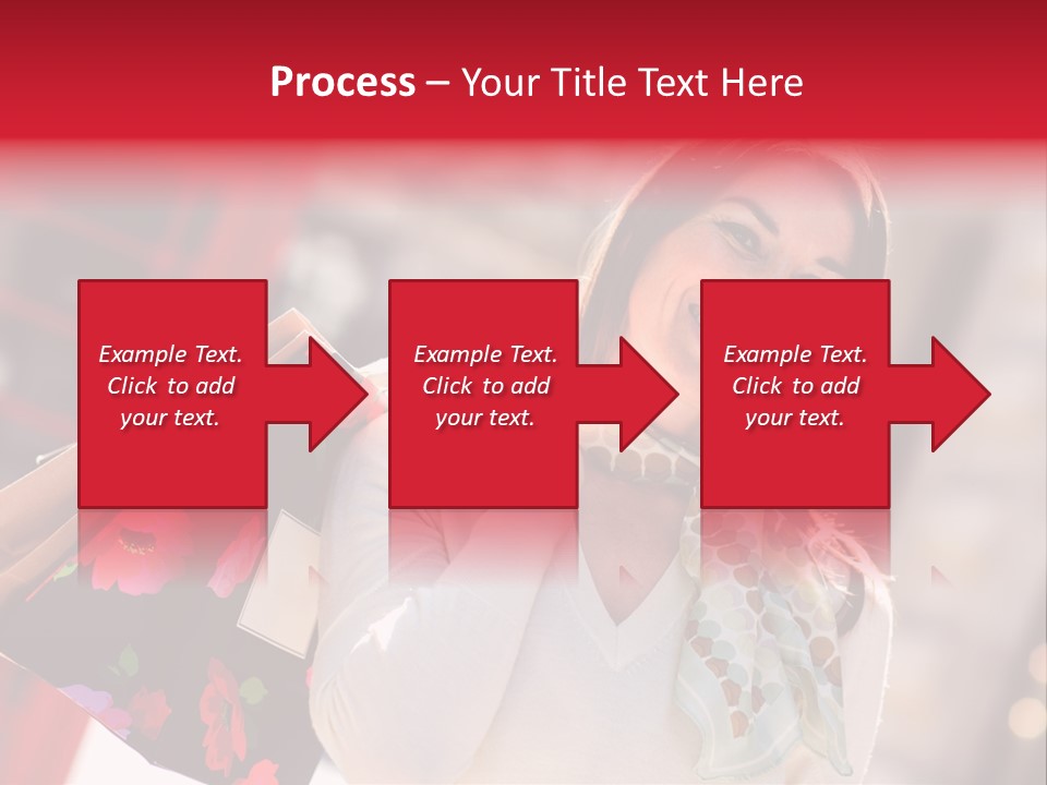 A Woman Carrying Shopping Bags And A Red Telephone Booth PowerPoint Template