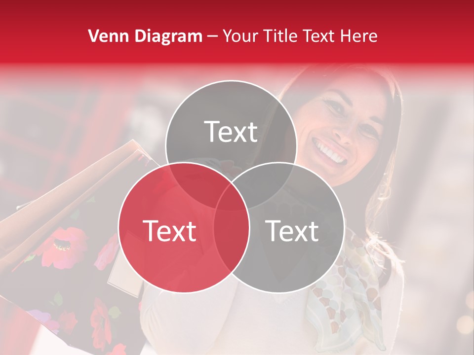 A Woman Carrying Shopping Bags And A Red Telephone Booth PowerPoint Template