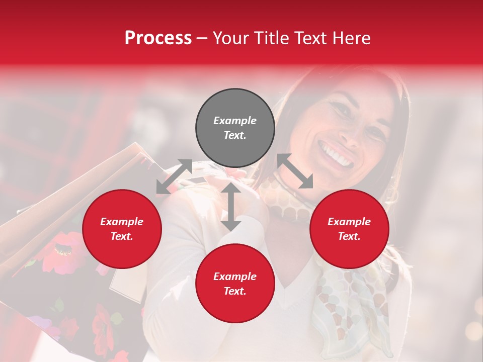 A Woman Carrying Shopping Bags And A Red Telephone Booth PowerPoint Template