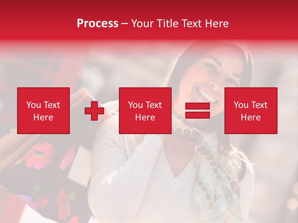 A Woman Carrying Shopping Bags And A Red Telephone Booth PowerPoint Template