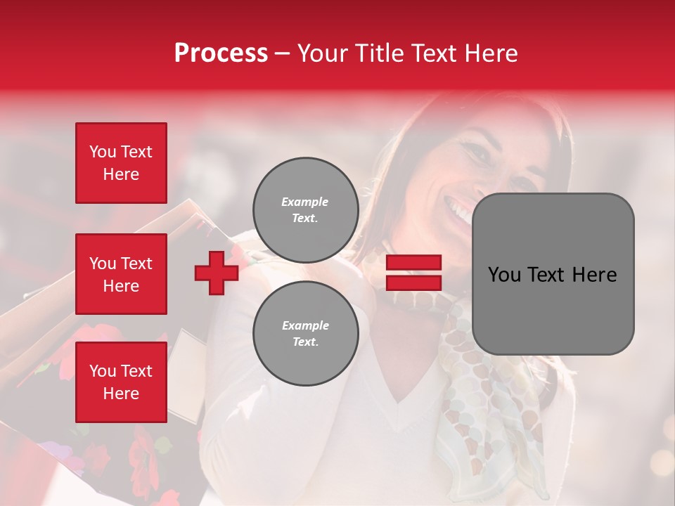 A Woman Carrying Shopping Bags And A Red Telephone Booth PowerPoint Template