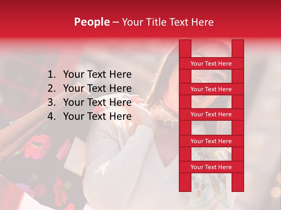 A Woman Carrying Shopping Bags And A Red Telephone Booth PowerPoint Template