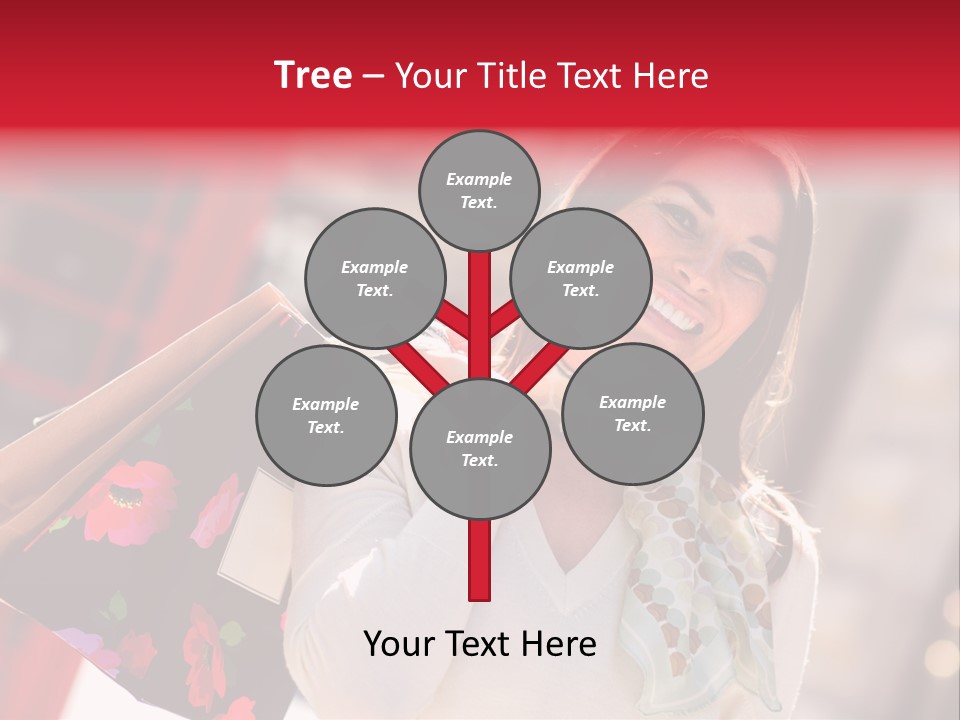 A Woman Carrying Shopping Bags And A Red Telephone Booth PowerPoint Template