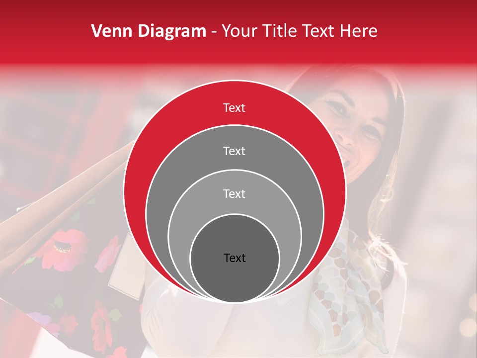 A Woman Carrying Shopping Bags And A Red Telephone Booth PowerPoint Template