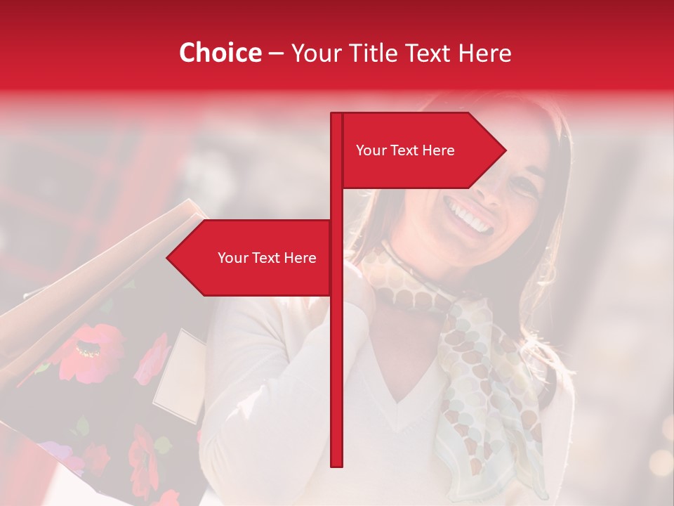 A Woman Carrying Shopping Bags And A Red Telephone Booth PowerPoint Template