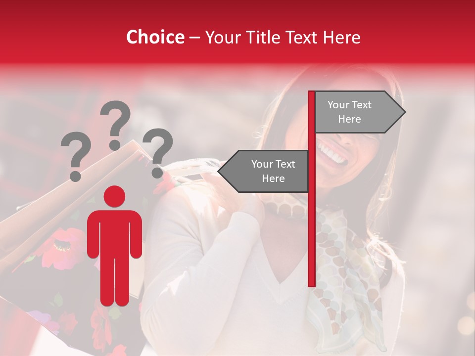 A Woman Carrying Shopping Bags And A Red Telephone Booth PowerPoint Template