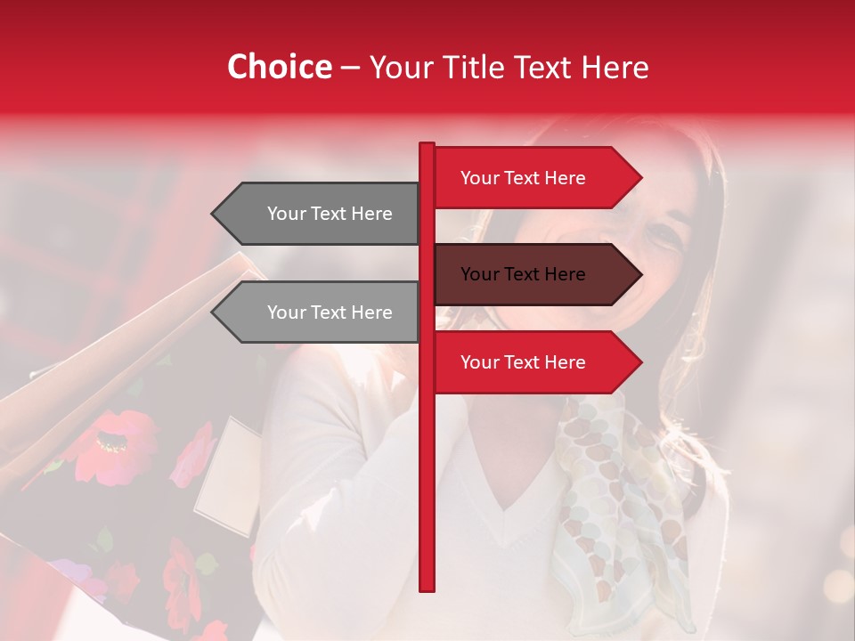 A Woman Carrying Shopping Bags And A Red Telephone Booth PowerPoint Template