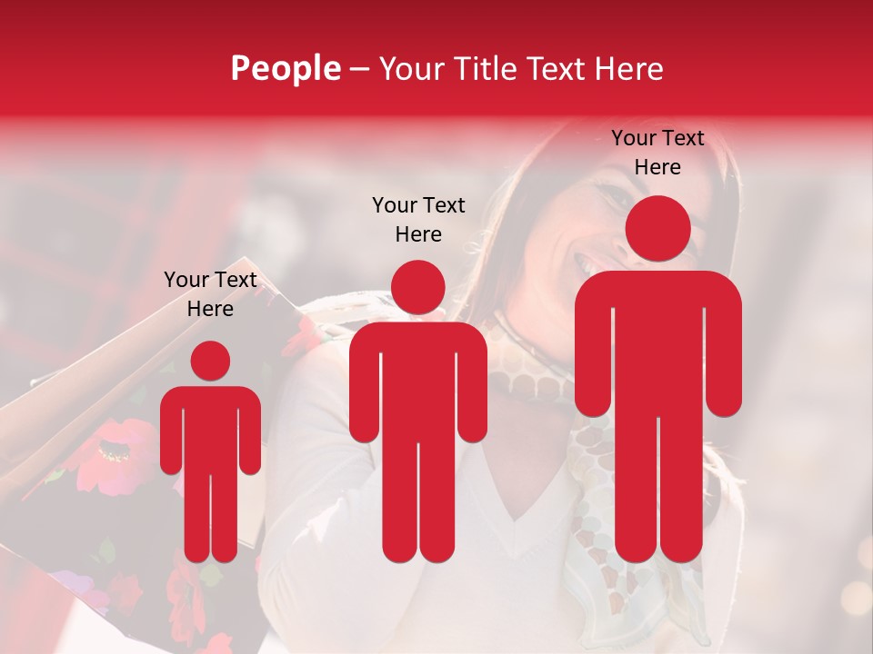 A Woman Carrying Shopping Bags And A Red Telephone Booth PowerPoint Template