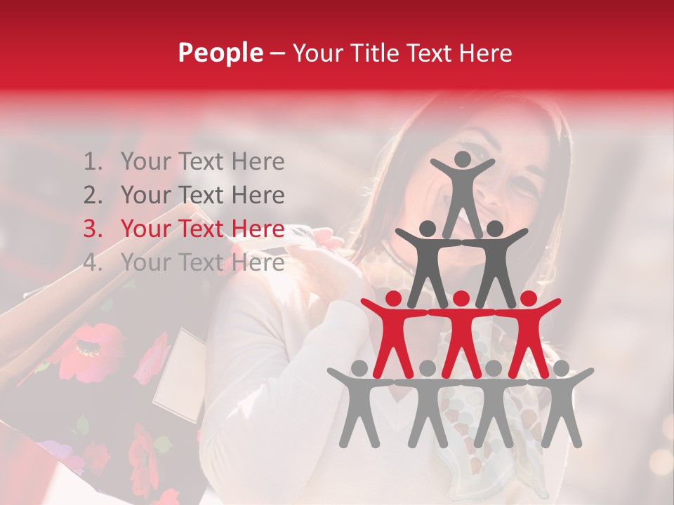 A Woman Carrying Shopping Bags And A Red Telephone Booth PowerPoint Template